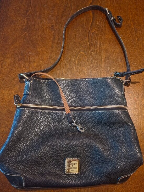 Dooney & Bourke Handbags - Dooney & Bourke Pebbled Leather Crossbody — Black — Adjustable Strap — Classic
